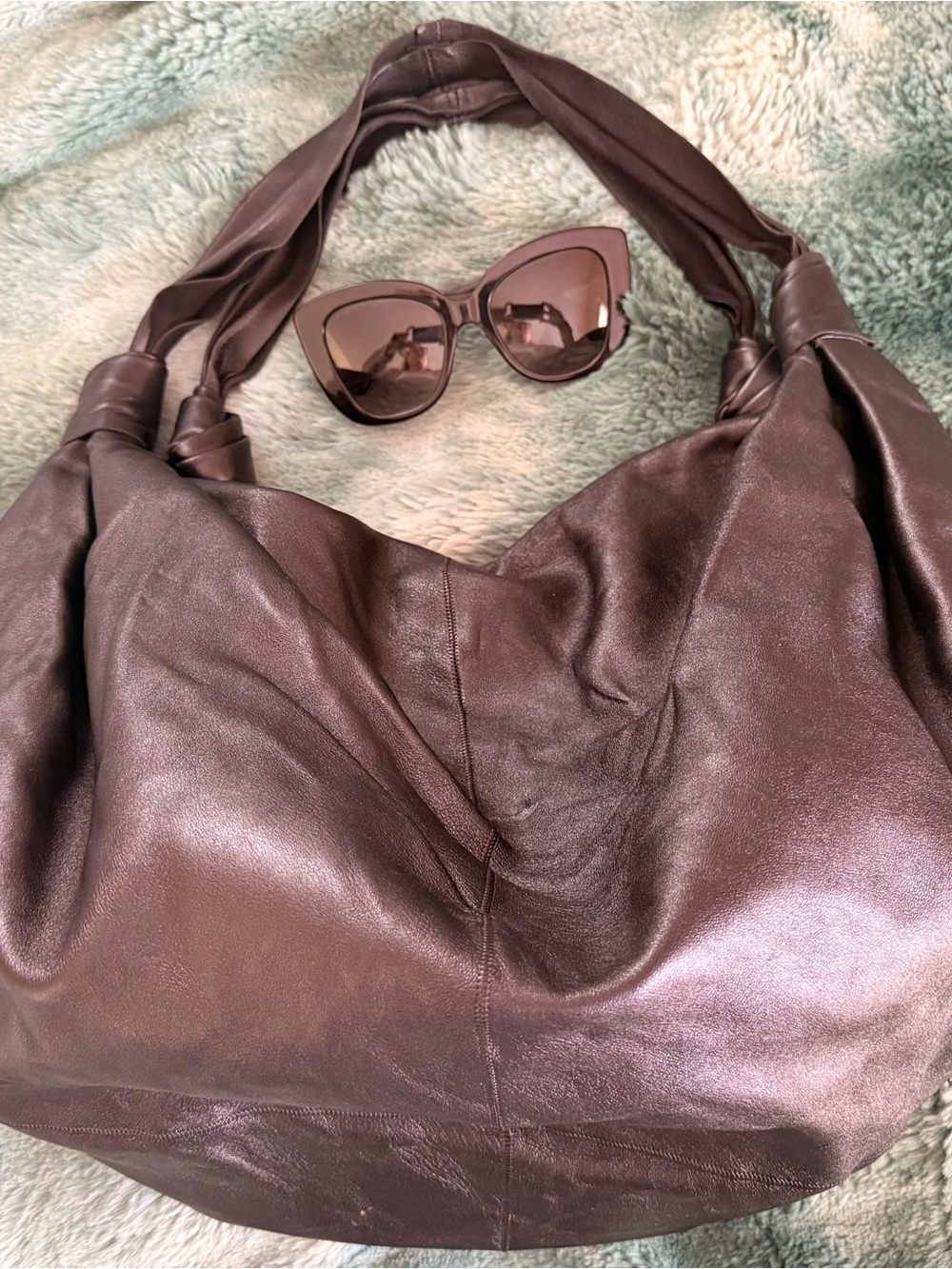 The Row Large Black Leather Ascot Hobo Shoulder Bag